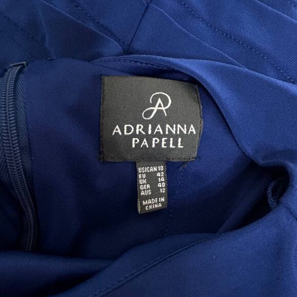 Adrianna Papell Blouson Dress Navy Size 10 Navy Short Sleeve Banded Knit - Picture 4 of 6